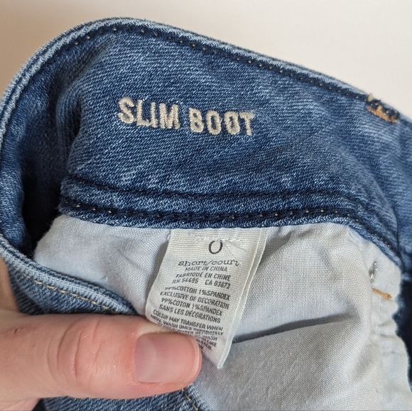 Y2K American Eagle Mid Rise Slim Boot Cut Off Jean Shorts sz 0 - Picture 6 of 7